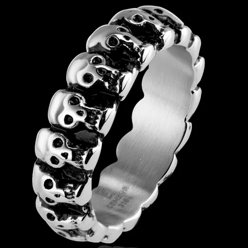 Vista 3 de Jude Jewelers Anillo de motociclista gótico de acero inoxidable de 0.236 in