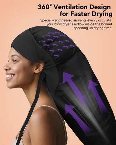 Vista 3 de Boloye Accesorio de Gorro para Secador de Cabello – Gorro de Secadora con Capucha XL de 28.5" para Secado Más Rápido y Acondicionamiento Profundo