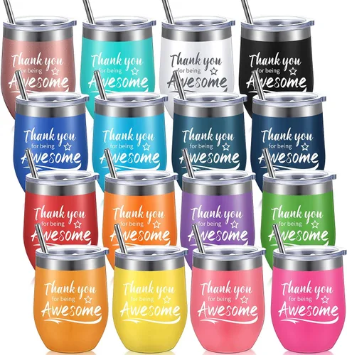 Vista 10 de Sieral Regalos de Agradecimiento "Thank You for Being Awesome" Vaso de Vino Aislado para Empleados Regalos de Apreciación para Mujeres, Hombres