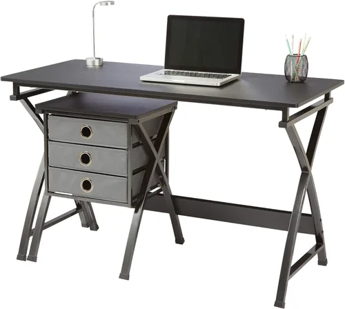Vista 4 de Realspace® X-Cross - Escritorio para computadora de 48 pulgadas de ancho con archivador, color negro