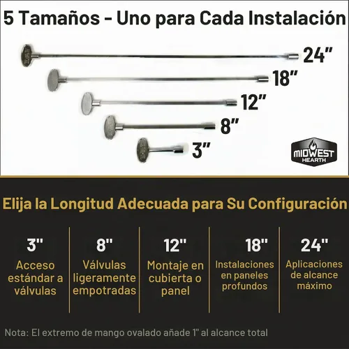 Vista 4 de Midwest Hearth - Llave de válvula universal para fogones y chimeneas de gas, cromado pulido