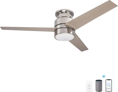 Vista 10 de Carro Ventilador de techo de perfil bajo de 52 pulgadas con luz, ventilador de techo inteligente con luz, funciona con Alexa/Google Assistant/Siri