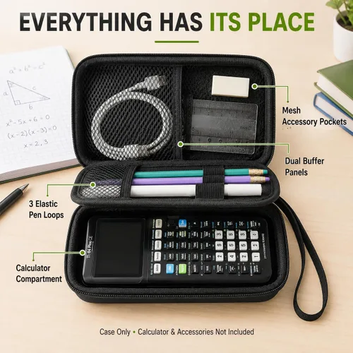Vista 4 de ALKOO - Funda rígida para calculadora Texas Instruments TI-84 Plus CE, solo Negro