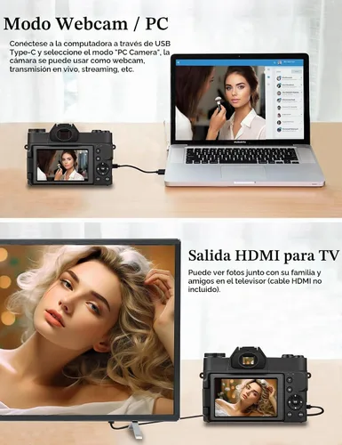Vista 7 de Cámara de vlogging 4K 56MP para YouTube, zoom 16X anti-vibración