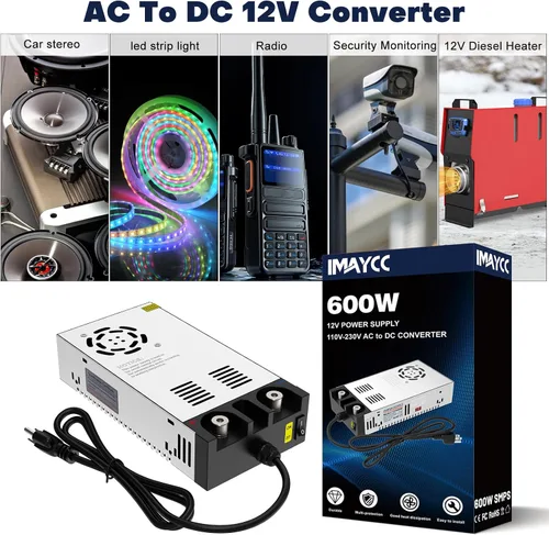 Vista 7 de IMAYCC Convertidor de CA a CC 12V SMPS,Convertidor de 110V a 12V CC,Fuente de alimentación de 12 voltios Convertidor de potencia Máx 600W 50A CC