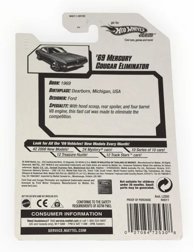 Vista 2 de Hot Wheels 2009 Nuevos modelos Blue '69 Mercury Cougar Eliminator W/5sps # 008 escala 1: 64