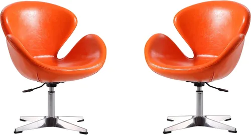 Vista 28 de Manhattan Comfort Raspberry - Silla giratoria ajustable con giro de 360°, base de cromo pulido, diseño retro moderno, asiento versátil ideal