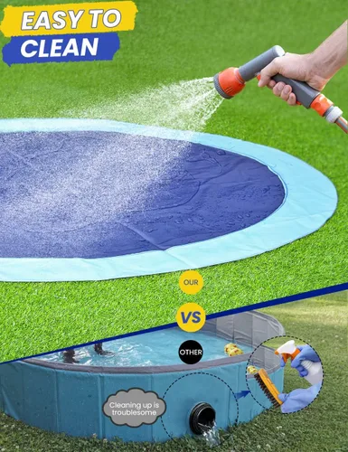 Vista 6 de PETOCAT - Chapoteadero para perros antideslizante, piscina poco profunda con aspersores para niños y bebés, juguete acuático para exteriores, fácil