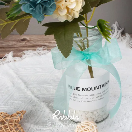 Vista 2 de Ribbli Cinta de organza azul aguamarina, 1 pulgada x 50 yardas, cinta transparente azul para envolver regalos, envoltura de galletas, decoración