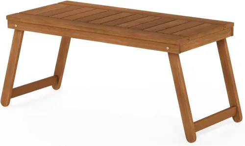 Vista 4 de Furinno FG16504 Tioman - Mesa de café de patio de madera dura al aire libre con aceite de teca, 1 nivel, marrón