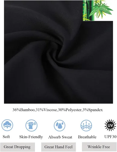 Vista 5 de Alex Vando - Camisa de vestir de bambú para hombre, elástica, de ajuste regular y libre de arrugas