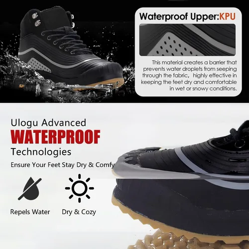Vista 2 de ulogu Men's Snow BootsWaterproof Insulated Fur Lined BootiesLightweight Winter Shoes