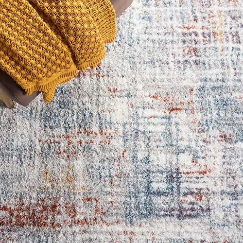 Vista 7 de SAFAVIEH Berber Shag Collection - Alfombra de pasillo, 2 pies 3 pulgadas x 6 pies, azul óxido y marfil, no desprende pelusa y de fácil cuidado, 1.25