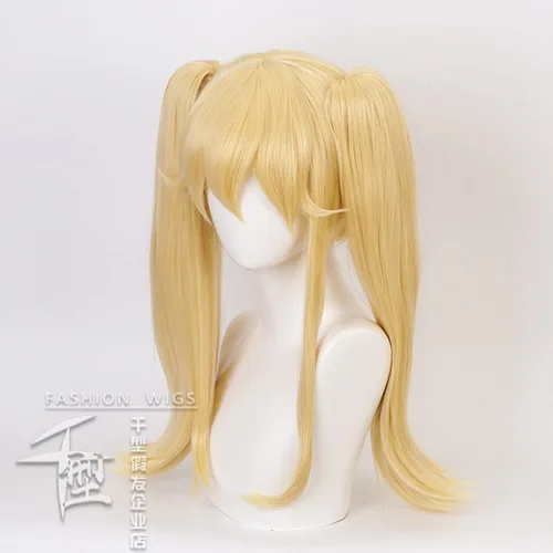 Vista 3 de AniLnc Kakegurui Mary Saotome Meari - Peluca de cabello rubio con cola de caballo para cosplay y gorra de peluca