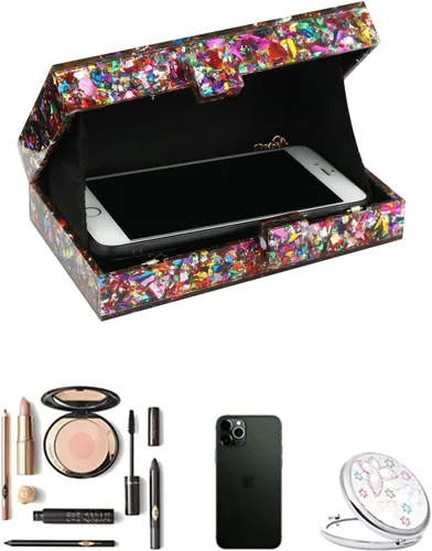 Vista 4 de YYW Bolso cruzado de acrílico con lentejuelas para mujer, bolso cruzado para fiesta de novia, cóctel, noche