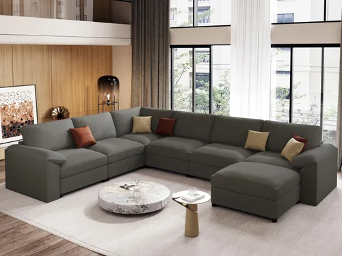 Vista 48 de EASE MOOSE Sofá modular seccional, sofá en forma de U para sala de estar Beige