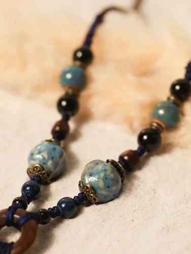 Vista 3 de MINACHI Boho Hippie Ethnic Ceramic Beads Strand Y Necklace Bohemian Jewelry Gift for Women