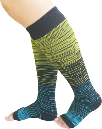 Vista 4 de Calcetines de compresión con punta abierta, 3 pares de calcetines de compresión sin dedos para mujeres y hombres