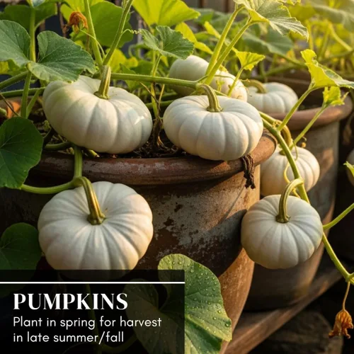 Vista 3 de Semillas de calabaza apiladoras planas blancas para plantar (10 semillas)