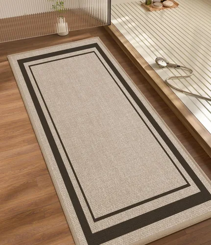 Vista 24 de chakme Juego de 2 alfombras de baño ultrafinas, absorbentes, antideslizantes, lavables a máquina, color beige oscuro, 17 x 24 pulgadas + tapete