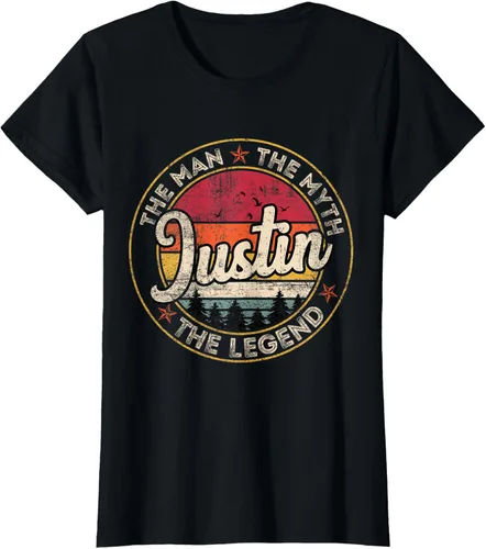 Vista 20 de Justin The Man The Myth The Legend - Camiseta personalizada con nombre, Negro