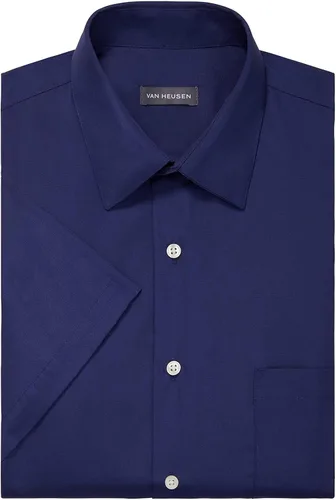 Vista 3 de Van Heusen Camisa de vestir de manga corta para hombre, ajuste regular, popelina sólida, Popelín Sólido