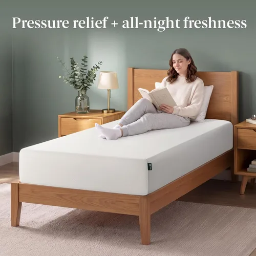 Vista 3 de Zinus 10 Inch Twin Green Tea Memory Foam Mattress, Medium Firm Feel Blanco