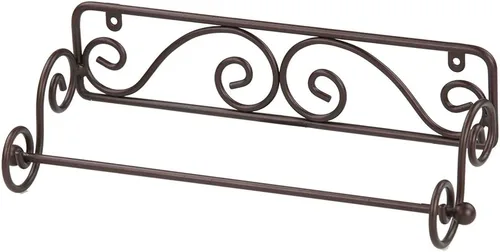 Vista 4 de Home Basics - Soporte para toallas de papel de acero montado en la pared (bronce) Soporte para toallas de papel de cocina con diseño