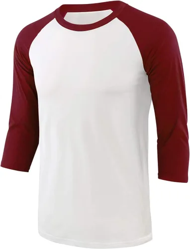 Vista 4 de Camisetas de béisbol deportivas básicas de algodón suave de manga larga raglán 3/4 para hombre