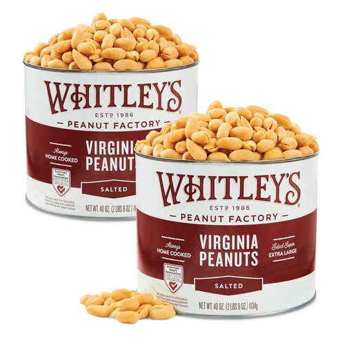 Vista 9 de Maní de Virginia con sal y pimienta molida de Whitley – Cacahuetes Virginia súper extragrandes "cocinados en casa" (lata de 20 onzas)