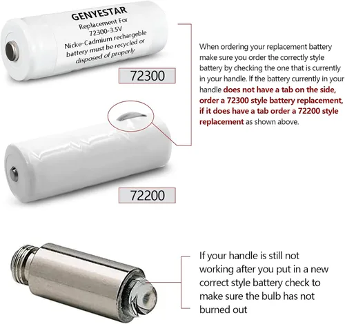 Vista 3 de Batería de repuesto para otoscopio Welch Allyn 72300 23300 1300 mAh batería recargable