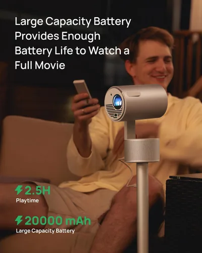 Vista 12 de [Usado] XGIMI MoGo 3 Pro NUEVO Proyector para Exteriores con Soporte PowerBase, Batería de 2.5hrs, Google TV con Netflix con Licencia, Soporte