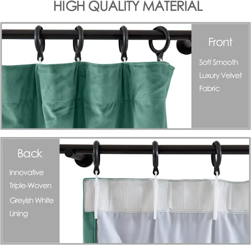 Vista 76 de cololeaf Panel de cortinas opacas de terciopelo con forro para cine en casa, cortina de ganchos planos para barra transversal o pista, 100 pulgadas