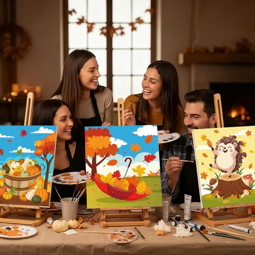Vista 5 de Sherr 12 lienzos predibujados preimpresos para adultos, para sorber y pintar, lienzos de fiesta, kit de pintura para verano, Pascua, Día de la Madre