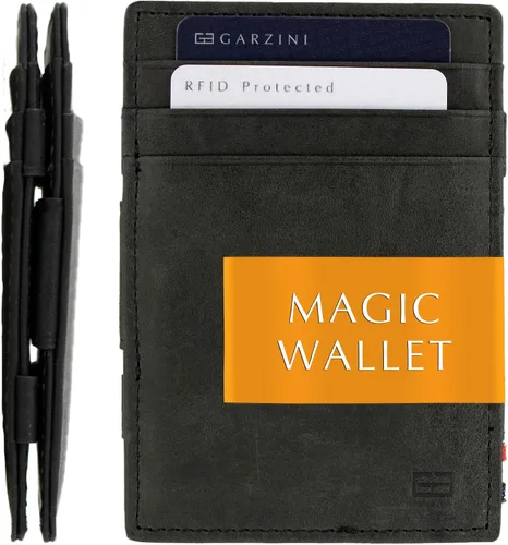 Vista 12 de GARZINI Cartera mágica para hombres, cartera minimalista con tarjetero RFID, cartera de cuero para 10 tarjetas