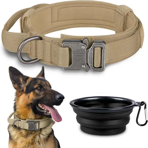 Vista 13 de COOYOO Juego de 3 collares tácticos para perros, collar ajustable de nailon para entrenamiento militar con mango de control y hebilla de metal