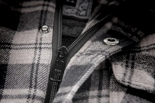 Vista 4 de HIGHWAY 21 Marksman - Camisa de franela a cuadros, con botones para motocicleta, tela protectora de algodón tejida
