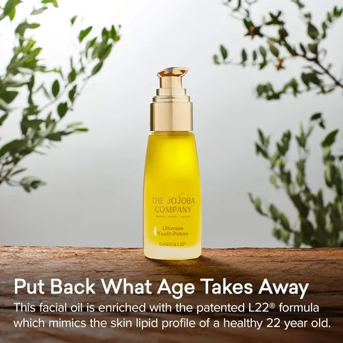 Vista 2 de The Jojoba Company Ultimate Youth Potion 1.7 fl oz - Aceite facial antienvejecimiento con jojoba natural, complejo lipídico L22 - Reafirma, hidrata