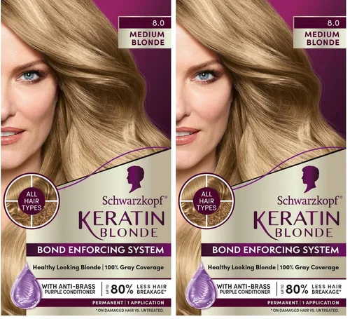 Vista 47 de Schwarzkopf Keratin - Tinte para el cabello rubio, 7.0 rubio ceniza oscuro, coloración permanente de calidad profesional, sistema de refuerzo