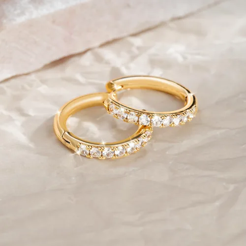 Vista 4 de Ongerek Aretes de aro de oro de 14 quilates para mujer, aretes de aro de oro de 14 quilates, aretes de aro pequeños de oro de 14 quilates, aretes