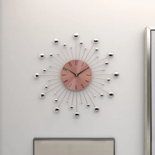 Vista 7 de Deco 79 Reloj de pared de metal Starburst con detalles de cristal, 15" x 1" x 15", cobre