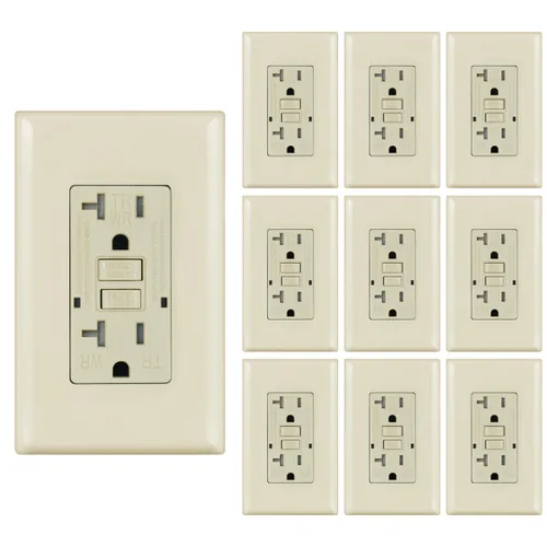 Vista 19 de Micmi Toma GFCI WR negra resistente a la intemperie, resistente a manipulaciones, receptáculo TR con indicador LED, placa de pared sin tornillos