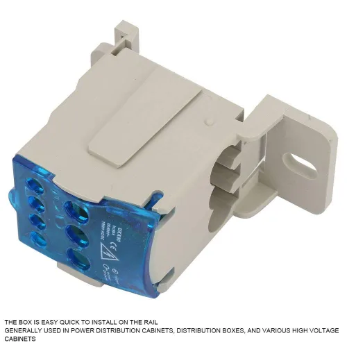 Vista 4 de Caja de distribución de bloque de terminales, Caja de distribución de bloque de terminales de carril DIN Conector de cable eléctrico Caja
