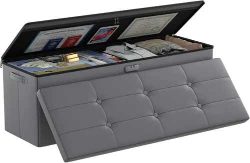 Vista 14 de DocSafe Otomana de almacenamiento con cerradura, caja de almacenamiento plegable de 17 pulgadas resistente al fuego y al agua con asas, segura