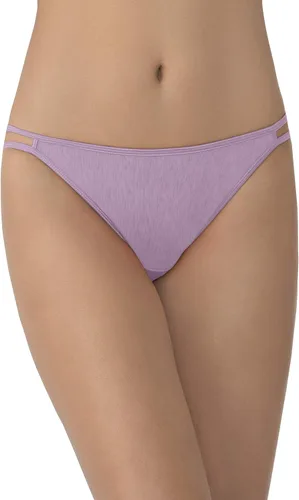 Vista 54 de Vanity Fair Bragas de bikini con tira para mujer, Illumination, con elástico sedoso y ribete de satén Paquete de 3 Negro (Midnight Black)