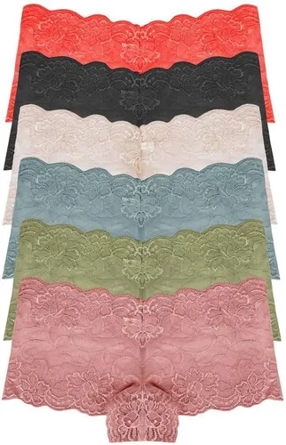 Vista 2 de RUNYA Bragas de encaje para mujer, ropa interior, paquete de 6