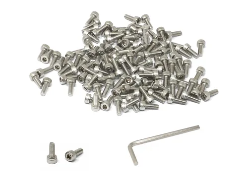 Vista 105 de iexcell Kit de tornillos de cabeza hexagonal de acero inoxidable 304, 100 unidades M2 x 0.157 in, paso de rosca de 0.016 in
