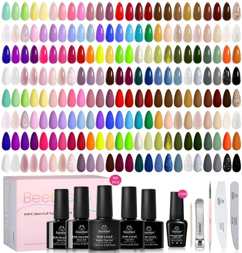 Vista 17 de Beetles - Kit de 69 esmaltes de uñas de gel con luz UV – Kit de esmalte de uñas de gel de 35 colores con base y capa superior brillante