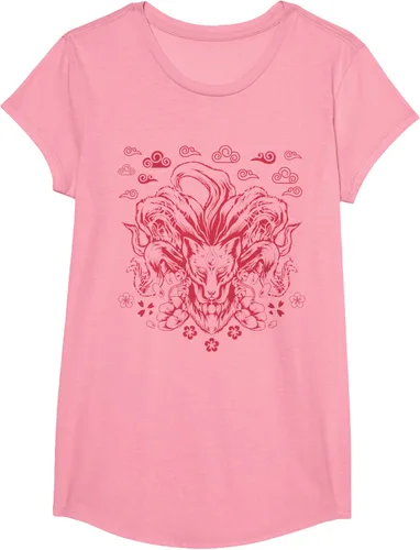 Vista 57 de Camiseta de anime japonés Nine Tails Fox Kitsune, Negro