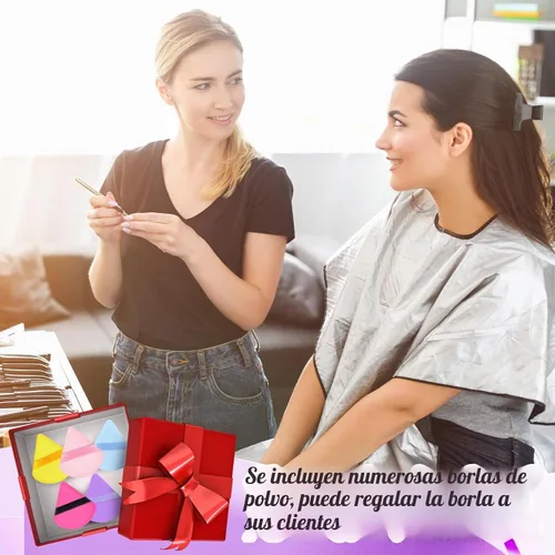 Vista 6 de Skylety 120 piezas de esponja de maquillaje triangular suave para polvo, esponja de belleza para polvo suelto, base cosmética, licuadora Bright